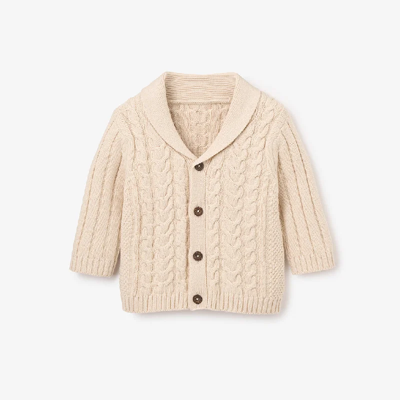 Cozy Fit Wear Wheat Horseshoe Cable Knit Baby Cardigan