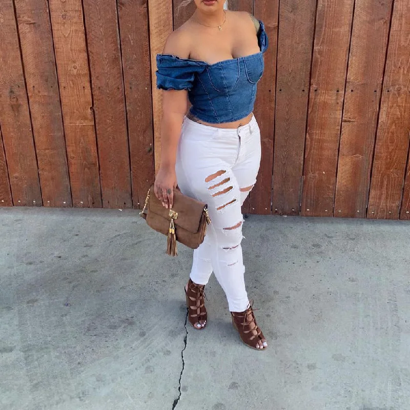 Cozy Shirts Solid Color Bodycon Wholesale Jeans With Hole Casual Style Wholesale Denim Jeans Cozy Shirts Solid Color Bodycon Wholesale Jeans With Hole Casual Style Wholesale Denim Jeans