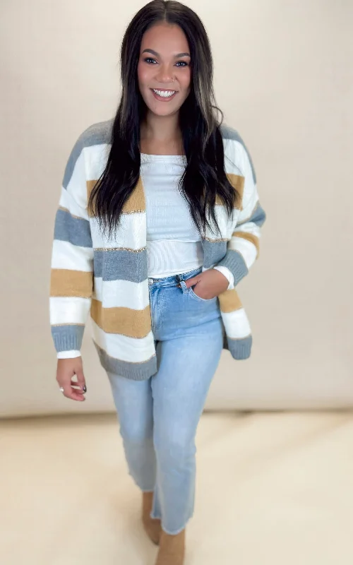 Energy Wear A Touch of Gold Striped Cardigan - Final Sale