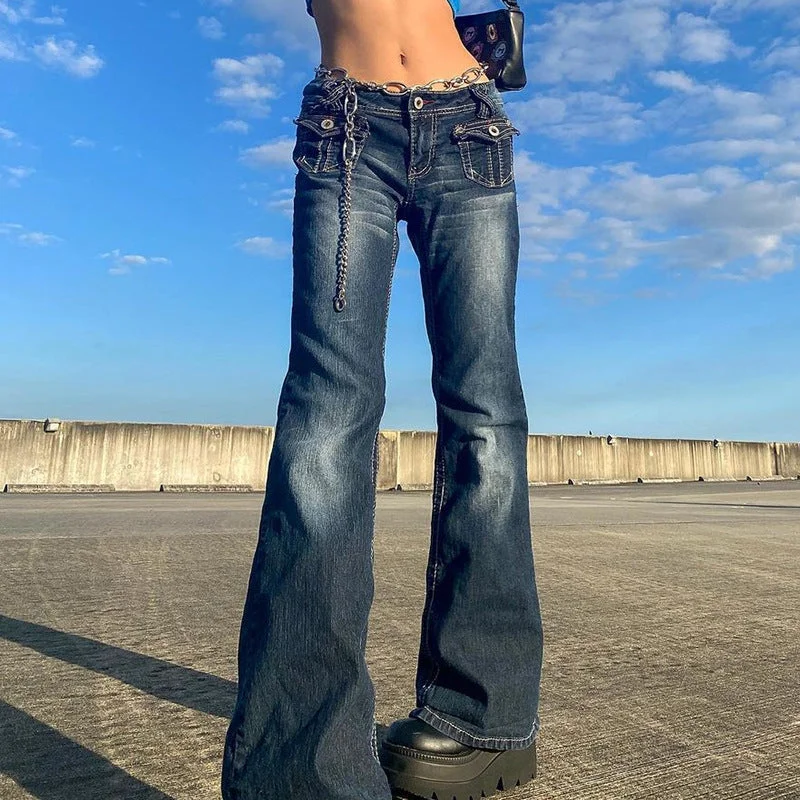 Everyday Style Wholesale Jeans Pants Vintage Style Low Waist Denim Jeans