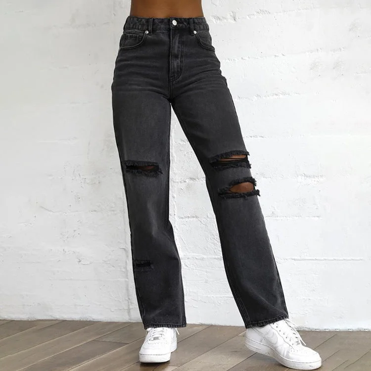 Summer Comfort Women'S Jeans Ripped Wholesale Jeans Denim Trousers Fashion Straight Pants SP183177 Summer Comfort Women'S Jeans Ripped Wholesale Jeans Denim Trousers Fashion Straight Pants SP183177