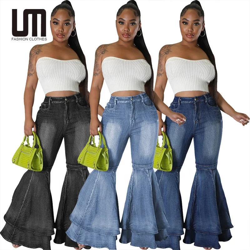 Minimal Comfort Liu Ming Fashion New Products 2024 Women Streetwear Washed Stretchy Bell Bottom Zipper Fly Jeans Denim Flare Pants Minimal Comfort Liu Ming Fashion New Products 2024 Women Streetwear Washed Stretchy Bell Bottom Zipper Fly Jeans Denim Flare Pants