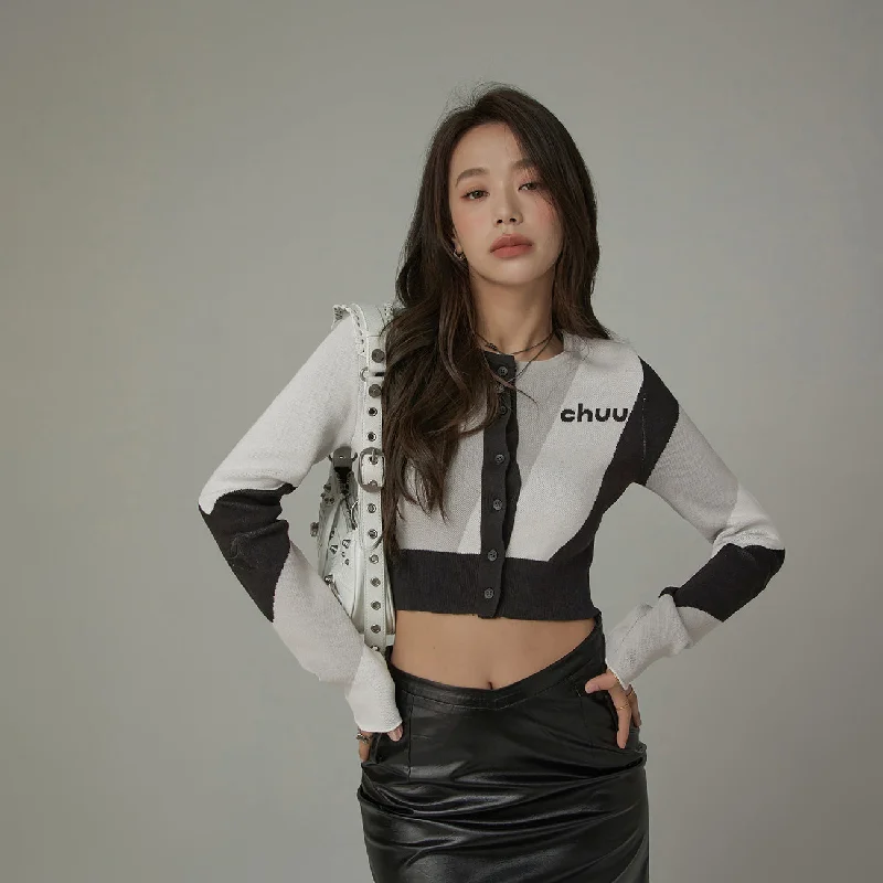 Fresh And Fashionable Contrast Garter Cropped Cardigan
