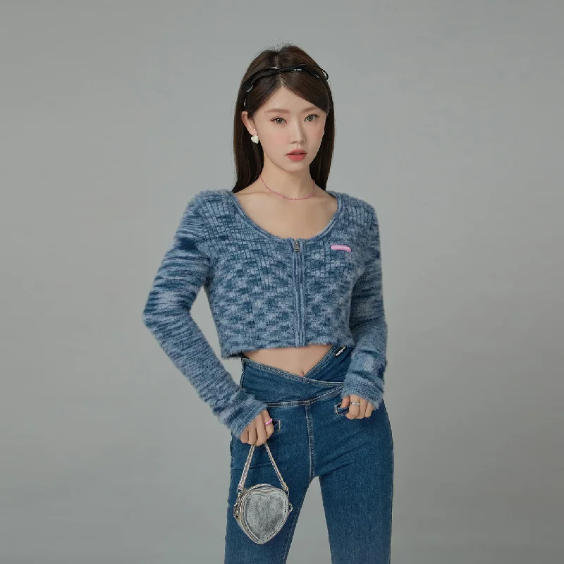 Casual Wear Like A River Cropped Zip-Up Cardigan