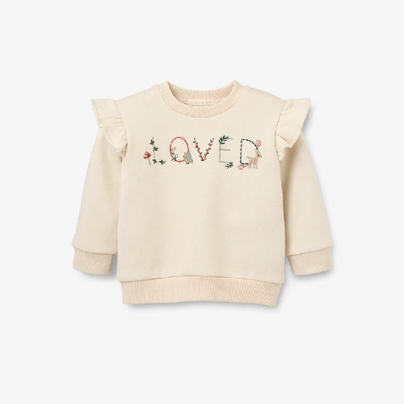 Comfortable Dresses "Loved" Organic Flutter Sleeve Pullover