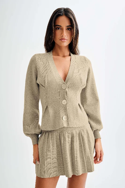 Modern Chic Beverly Knit Cinched Cardigan - Oak