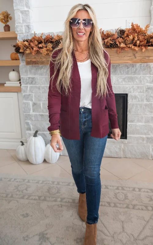 Exquisite Craftsmanship Our Favorite Boyfriend Cardigan - Burgundy