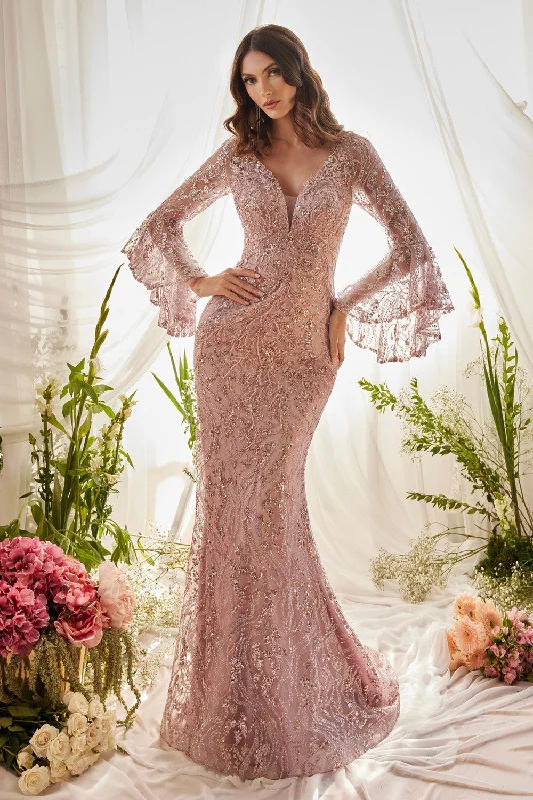Multi-functional style Flared Long Sleeve Mermaid Gown by Andrea & Leo Couture A1120 - Special Occasion/Curves Multi-functional style Flared Long Sleeve Mermaid Gown by Andrea & Leo Couture A1120 - Special Occasion/Curves