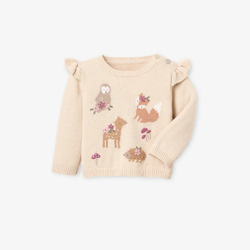 Layered Style Woodland Friends Flutter Sleeve Sweater