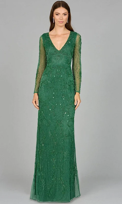 Diamond Series Lara Dresses 29078 - Sheer Sleeve Beaded Evening Dress