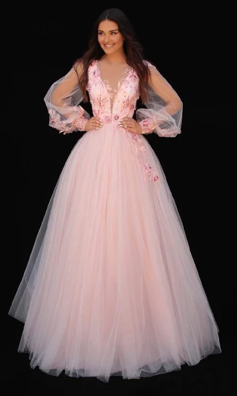 Sports Express Tarik Ediz - 51033 Sheer Lace Applique Gown