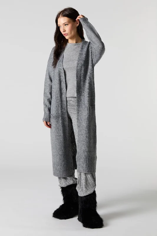 All-Day Wear Knit Open Front Longline Cardigan