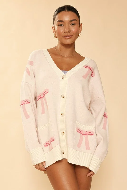 High-end Fabrics All over bow knit cardigan *Online Only*
