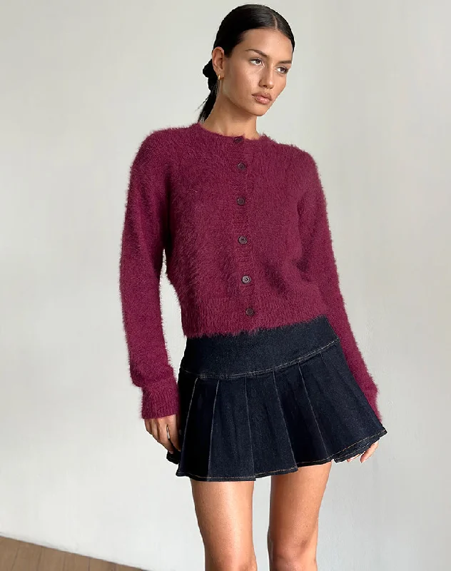 Elegant And Lazy Audrina Cardigan in Fluffy Burgundy