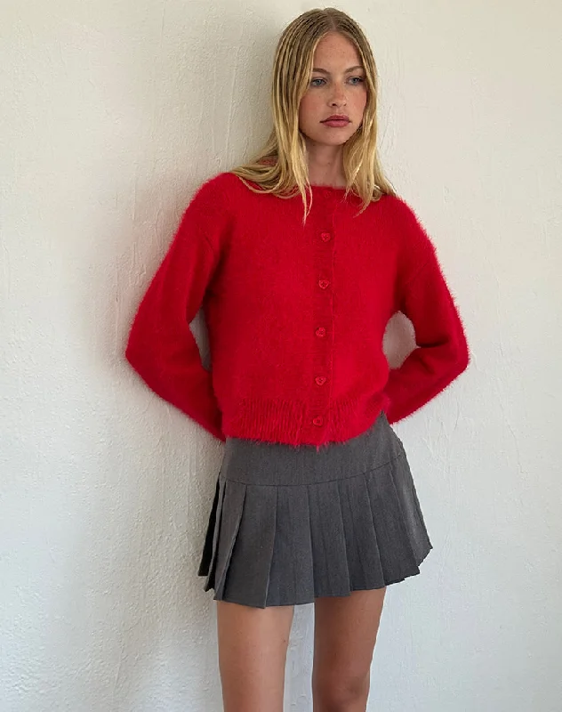 Elegant Style Audrina Cardigan in Fluffy Red