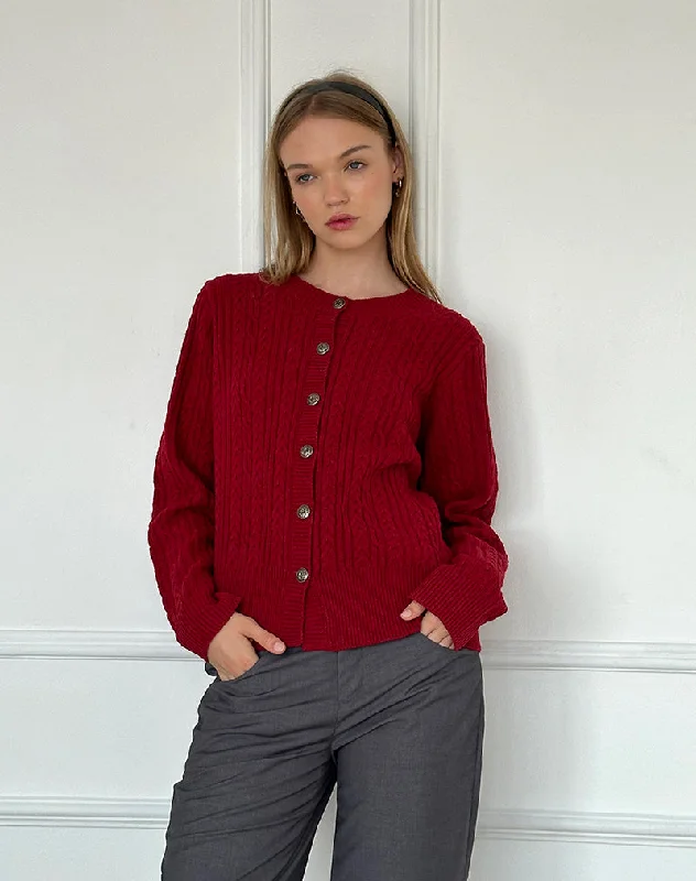 Sports Cool Bavana Cardigan in Deep Red