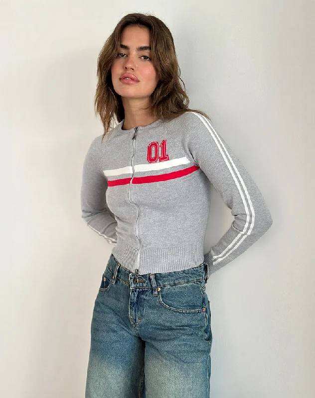 Simple Solid Color Binta Zip Through Jacket in Grey Marl