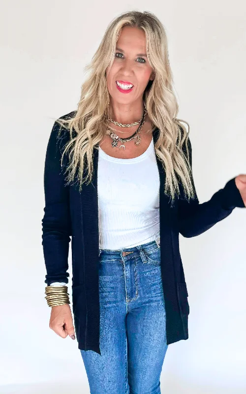 Cool Summer Black Open Knit Cardigan - Final Sale