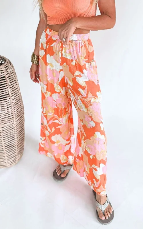 Noble Temperament Bright Floral Wide Leg Palazzo Pants