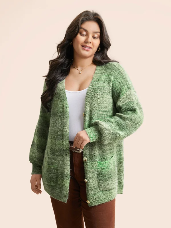 Independent design Contrast Patched Pocket Drop Shoulder Cardigan