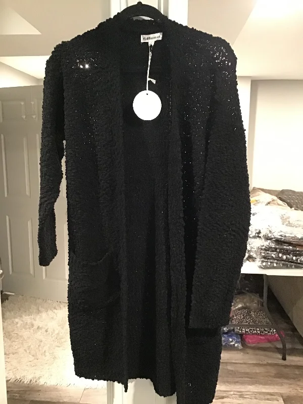 Cool Summer COZY SOFT POPCORN CARDIGAN - BLACK