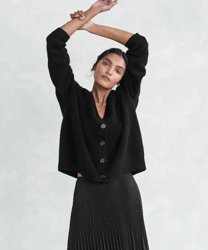 Romantic And Fresh Cropped Cashmere Cocoon Cardigan