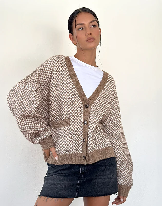 Short skirt design Danov Cardigan in Brown Gingham