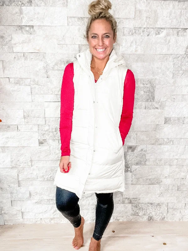 Sexy Fun Dream Chaser Puffer Vest in Ivory (S-XL)
