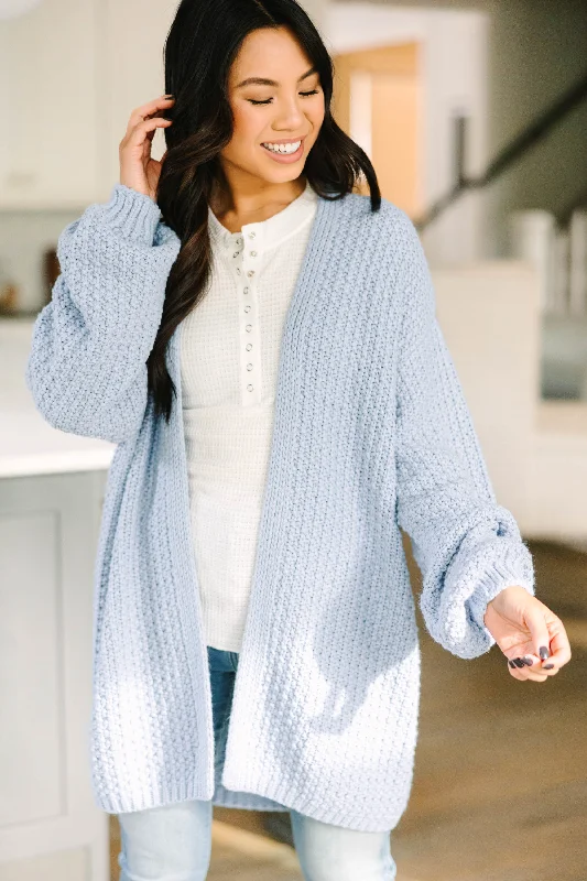 Cool Breeze At Night Face The Day Light Blue Cardigan