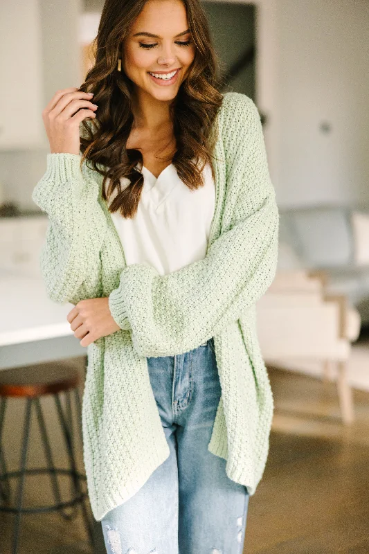 Beautiful Romance Face The Day Sage Green Cardigan