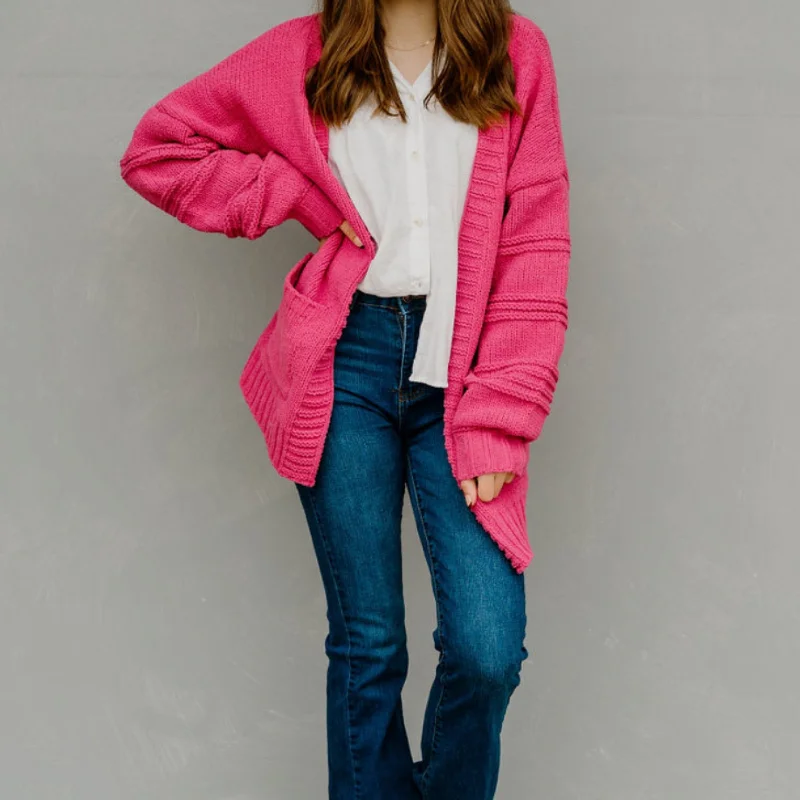 Design And Tailoring Forget You Existed Chunky Cardigan Hot Pink