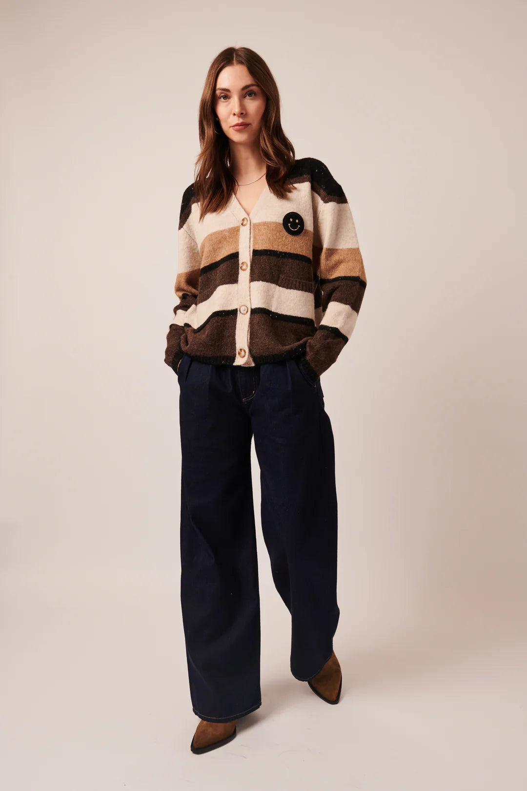 High-waisted pants style John + Jenn Kit Cardigan
