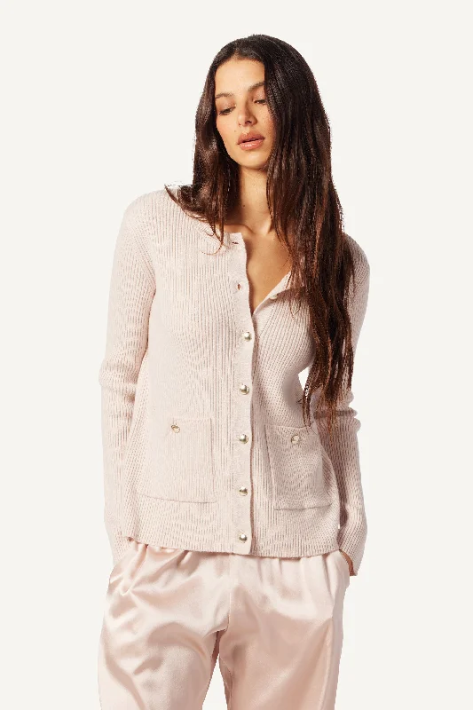 Bottom And Versatile LAKE CASHMERE RIB KNIT CARDIGAN | LUNAR