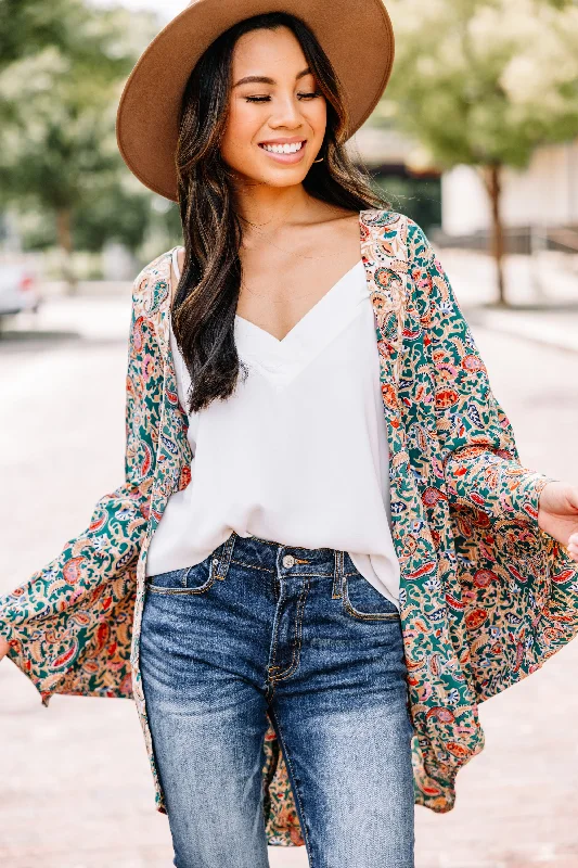 Design Perception Let Your Love Grow Green Paisley Kimono