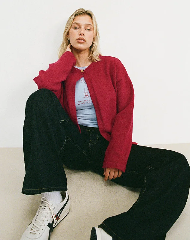 Lazy Style Maureen Cardigan in Red