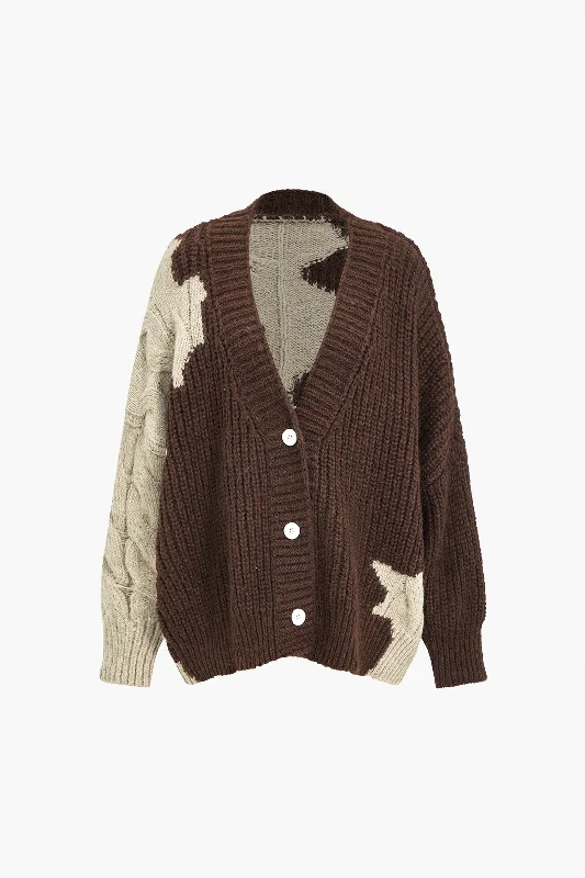 Design Must-have Color Block Patchwork Sweater Cardigan