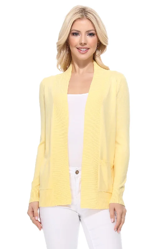 Casual And Casual Yemak Women's Long Sleeve Open Front Knit Long Sweater Cardigan with Pockets MK8558 (S-XL)