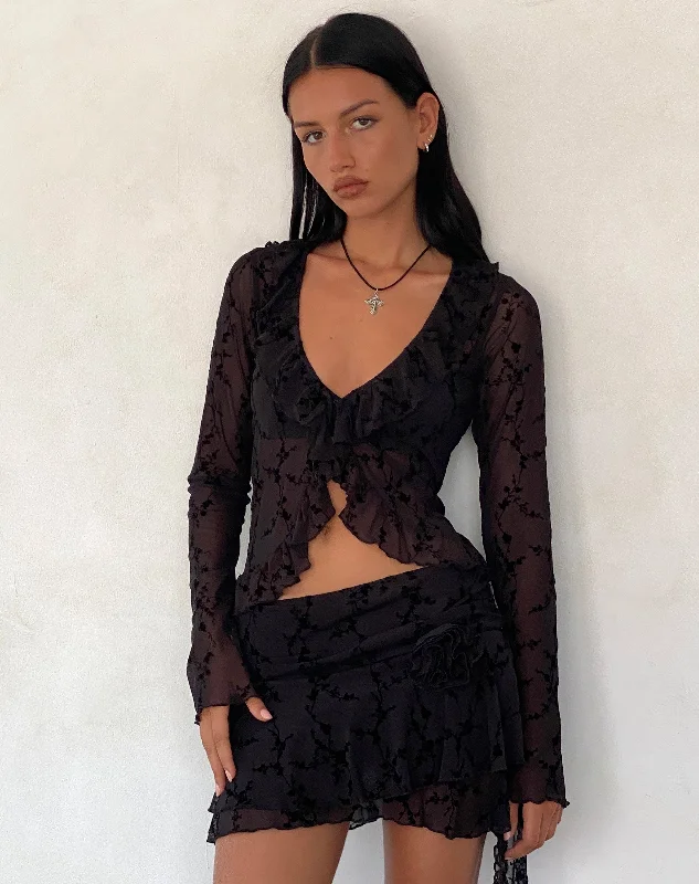 Fashionable sports Noemi Cardigan in Mesh Vine Flower Black