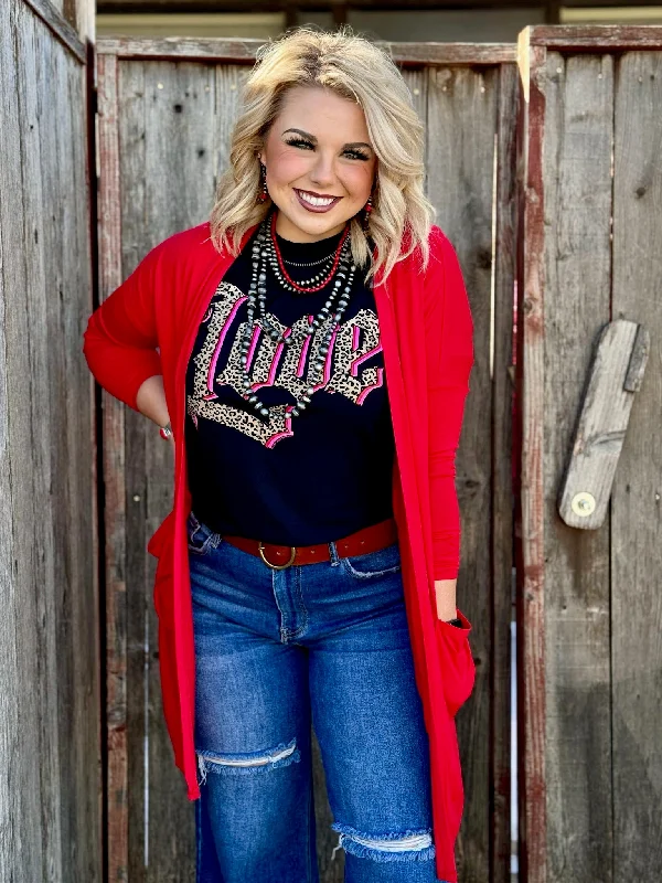 Literary Style Reba Red Cardigan by Texas True Threads