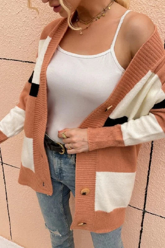 Unique Design Stripe knitted cardigan *Online Only*