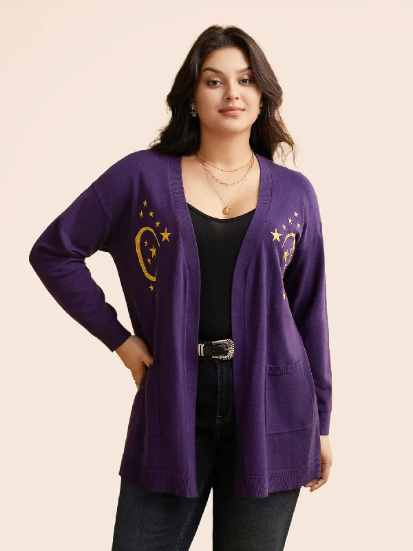 Relaxed Fit Supersoft Essentials Celestial Embroidered Cardigan