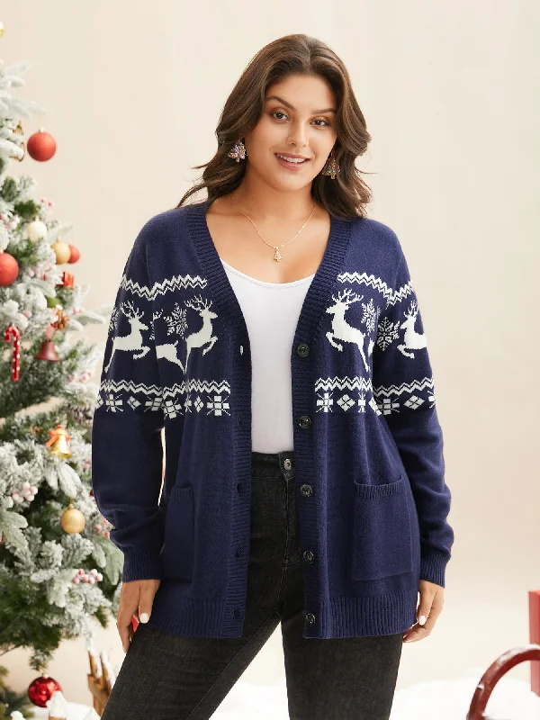 Soft Looks Supersoft Essentials Holiday Patterns Button Front Cardigan