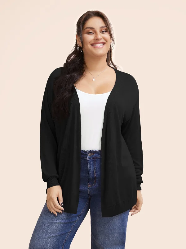 Relaxed Style Supersoft Essentials Solid Open Front Loose Cardigan