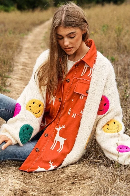 Light And Breathable The Fuzzy Smile Long Bell Sleeve Knit Cardigan