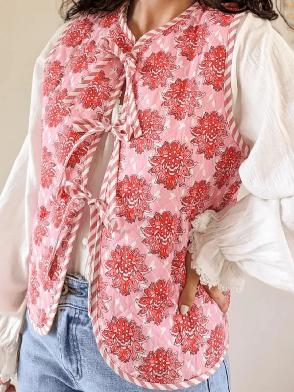 Lounge Chic Tied Sleeveless Vest Coat