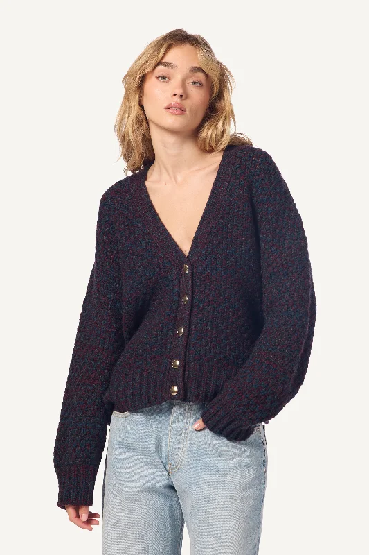 Street Style TISCH SLOUCHY CARDIGAN | BORDEAUX MULTI