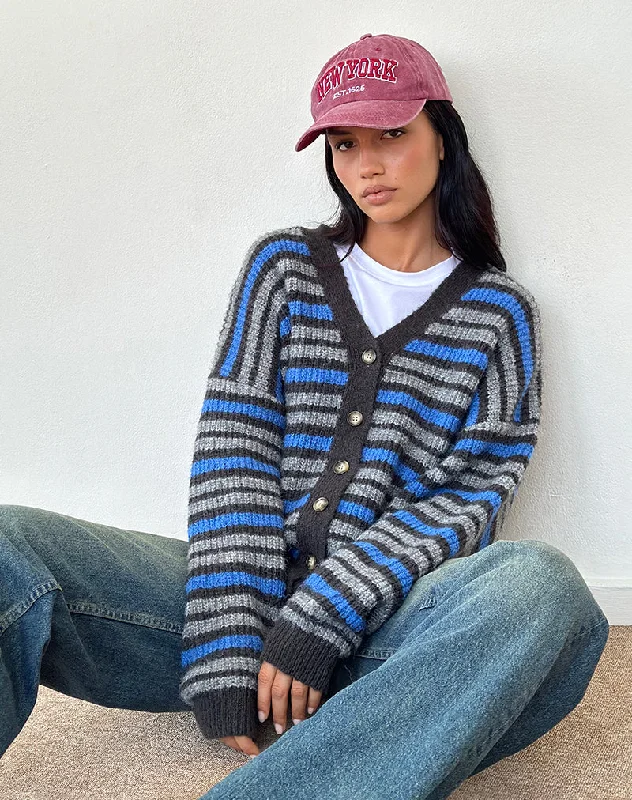 High-quality fabrics Uriela Cardigan in Light Grey and Blue Grey Stripe