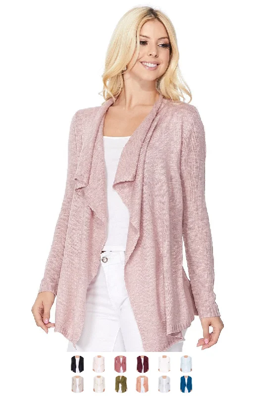Sports Jumpsuit YEMAK Women's Long Sleeve Soft Sheer Slub Open Front Casual Summer Cardigan Sweater MK8080