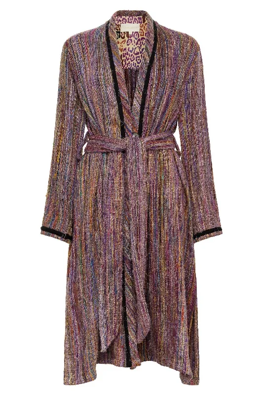 Women's Robe Style Rua Coat In Multi Purple