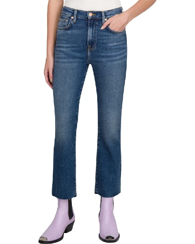 Design Perception 7 For All Mankind High Waist Slim Kick Blue Print Flare Jean